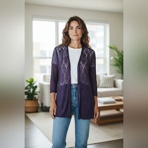 HELENE BLAKE EVENING Sheer Open-Front Cardigan  SPARKLE SIZE 22 W